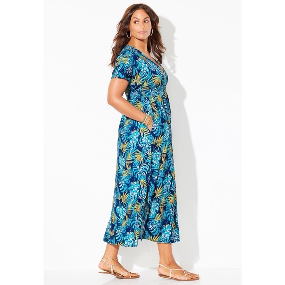 SwimsuitsForAll Other - Swimsuits for All Dress Pack & Go Maxi Cover Up  Vibrant Pink Palm Plus Size 5X